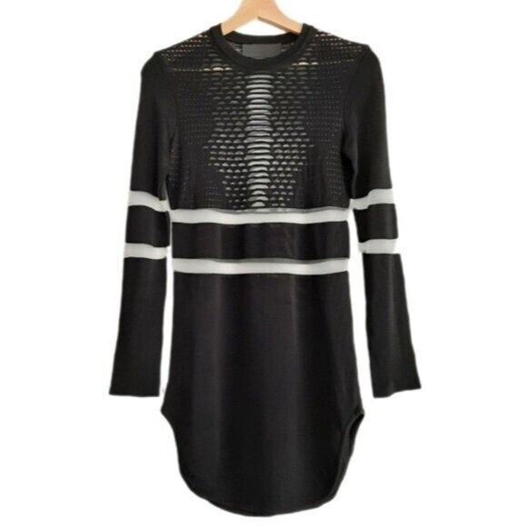 ALEXANDER WANG & H&M Fine Knit Tunic Top / Dress Mesh Panels Sz XS Flawed - Picture 3 of 16